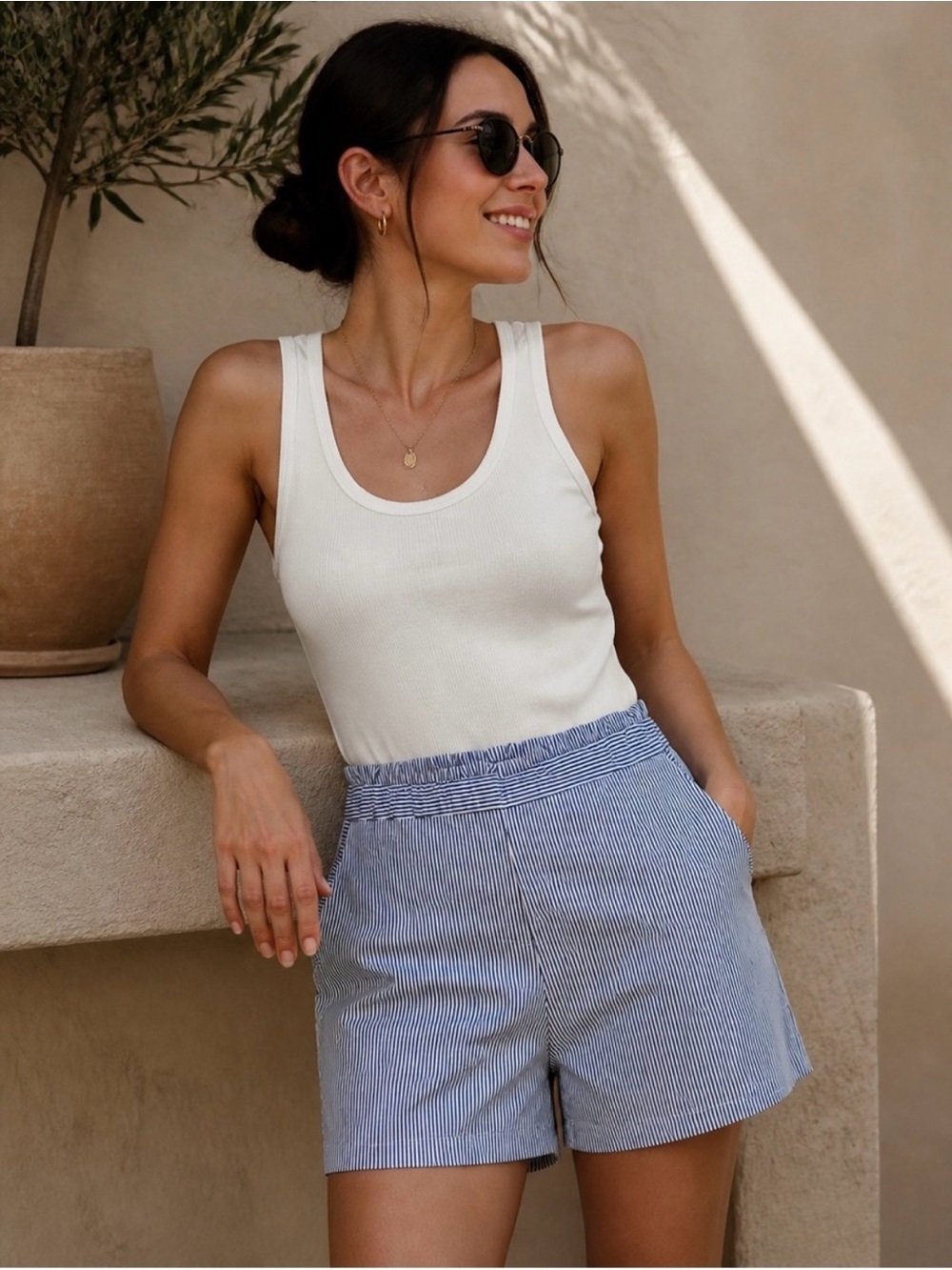 Anne Klein Navy and White
Pinstripe Shorts